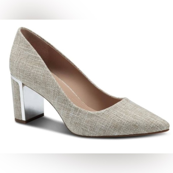 Alfani Shoes - Alfani Step & Flex Jensonn Block Heel Pumps in Textured Linen - Size 10